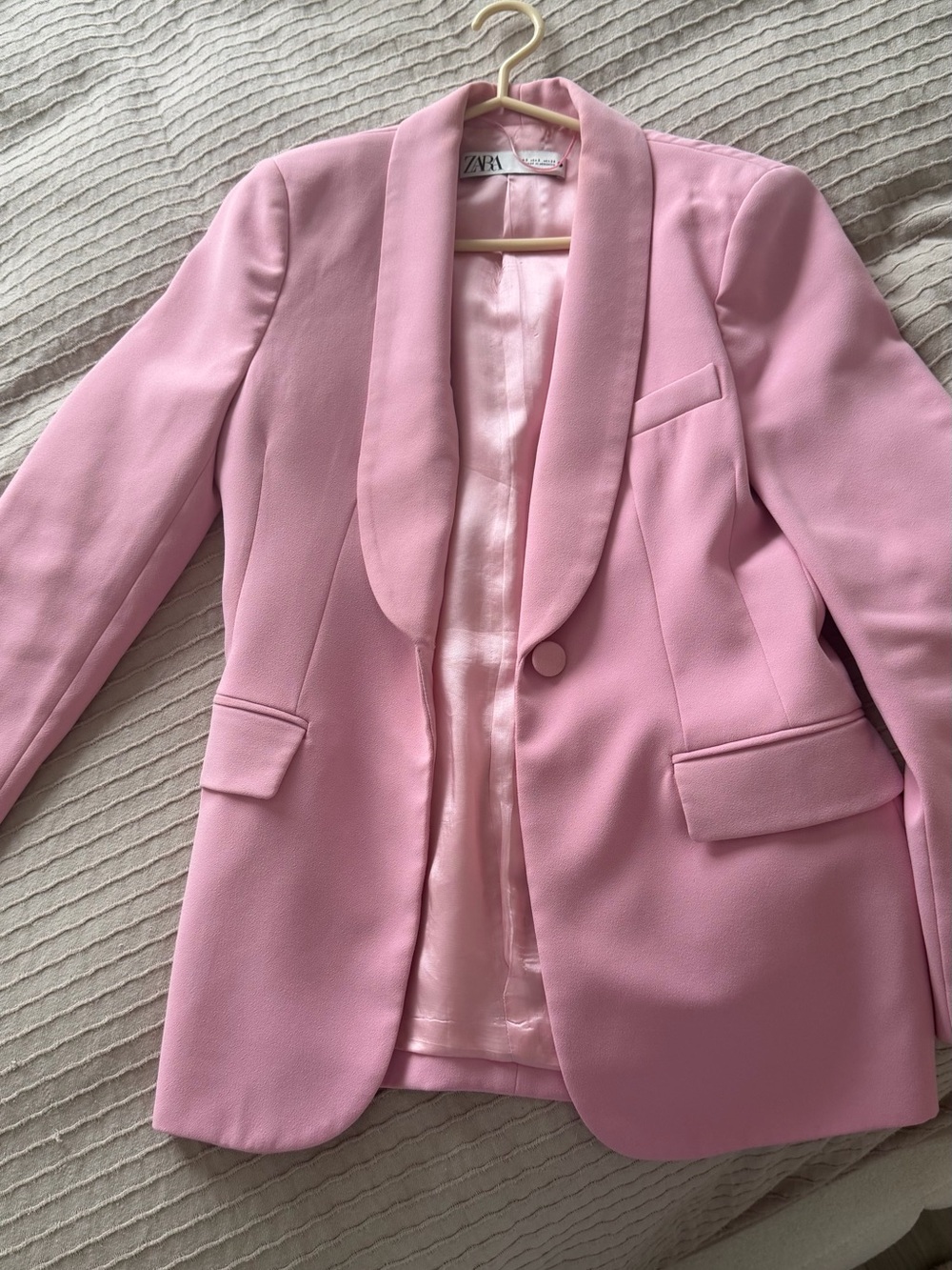 ZARA Soft Pink Shawl-Lapel Tuxedo Blazer